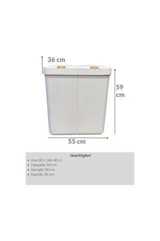 Beyaz-gold Çamaşır Sepeti Şık Tasarım İki Bölmeli Kirli Sepeti 80 Litre Beyaz-gold Çamaşır Sepeti Şık Tasarım İki Bölmeli Kirli Sepeti 80 Litre
