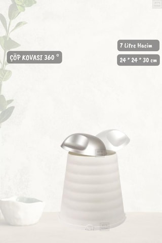 Çöp Kovası Bas-çek Kapaklı Çöp Kutusu Banyo Çöp Kovası Beyaz 7 Litre Beyaz