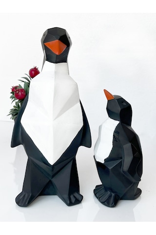 Dekoratif Biblo Penguen Ve Yavrusu , Hediyelik Penguen Ve Ailesi