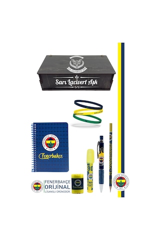 Fenerbahçe Orijinal Lisanslı Kalem Bileklik Bloknot Kalemtraş Silgi Hediyelik Set Sarı Lacivert 006 Sarı-lacivert