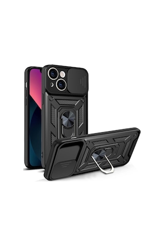 Teleplus Apple Uyumlu iPhone 13 Kılıf Magnetik Standlı Kamera Korumalı Slide Sürgülü Cover Kapak