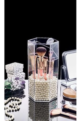 Morponi Kapaklı Makyaj Fırçası Düzenleyici Organizer Şeffaf