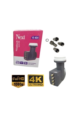 Next YE-404 QUAD Platinum Dörtlü LNB + Contalı Konnektör 4 Adet