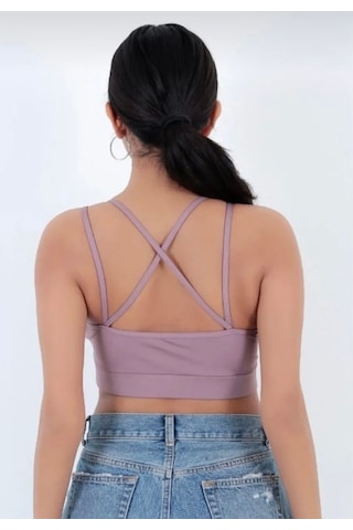 Sırt Çapraz Askılı Crop Bluz - S504572 Mor