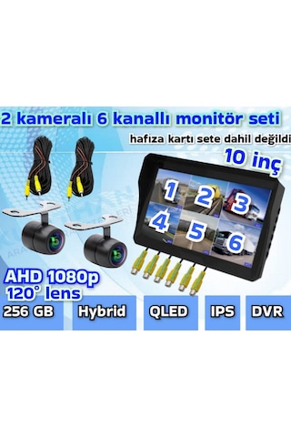 2 Adet Ahd 1080p Kelebek Kamera 6 Kanallı Qled 10'' Dvr Monitör
