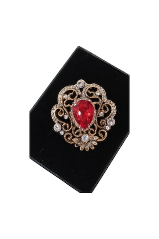 Yakut Taşlı Broş. Kadın Yaka İğnesi Broş. Taşlı Broş. Kadın Broş. Gold Broş. Yakut Broş. Kırmızı - Altın
