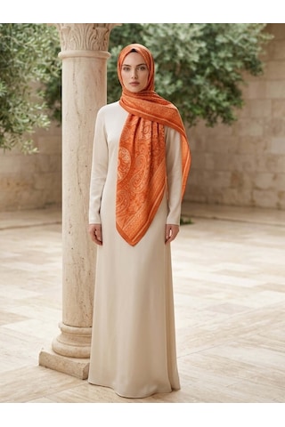 Camellia Scarfs Allica Desen Şal Kiremit - Sıcak Ve Doğal Stil