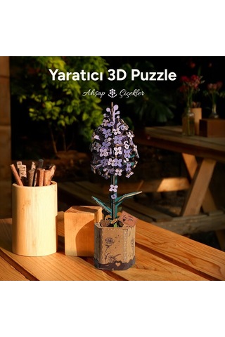 Rowood Tw021 Leylak Çiçeği Lilac Dıy Minyatür Maket Model Seti Ahşap 3d Wooden Puzzle 3d Model Kit Ahşap Maket Dekoratif Hobi Seti