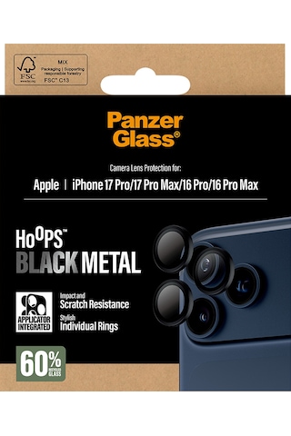 Panzerglass Hoops Apple Uyumlu iPhone 17 Pro Max 16 Black Kamera Lens Koruyucu