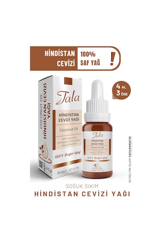 Tala Hindistan Cevizi Yağı %100 Saf Ve Doğal Soğuk Sıkım 20 ML