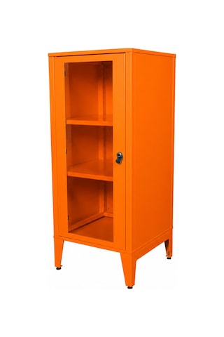 Alfafonet Ziglat Serisi Kilitli Metal Home Office Dolabı Cam Kapaklı Turuncu Ral 2004 450x1050x450 Mm
