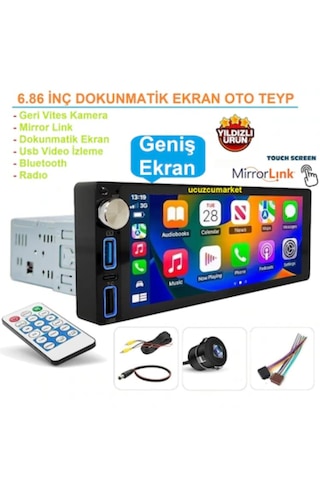 6.86 İnç Dokunmatik Geniş Ekran Oto Teyp Geri Vites Kamera+bluetooth+mirror Link