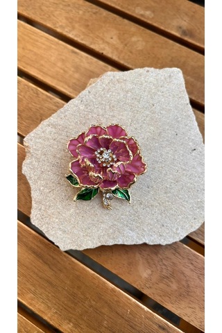 Taşlı Çiçek Broş Çok Renkli