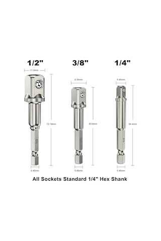 Gajeena 1/2" Çelik Bilyeli Soket Adaptör Seti - 10 Parça Yüksek Kalite Ve Geniş Kullanım Alanı İle Mekanik Ve Ev Tamirleri İçin İdeal