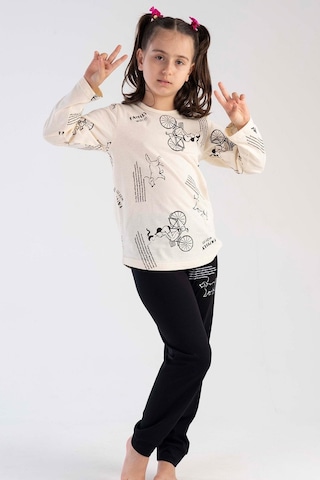 Kız Çocuk Uzun Kol Bej Pijama Takımı C3t0n3o118 001