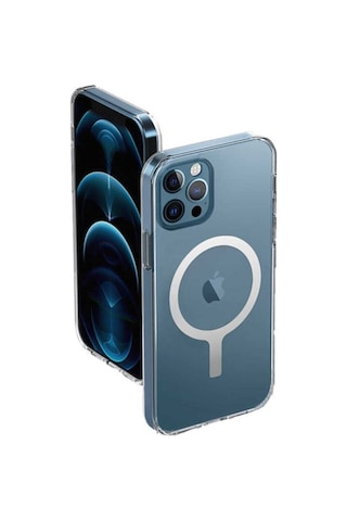 Apple Iphone 12 Pro Max Ile Uyumlu Kılıf Magsafe Wireless Şarj Destekli Şeffaf Magnetic Crystal Case R17562: