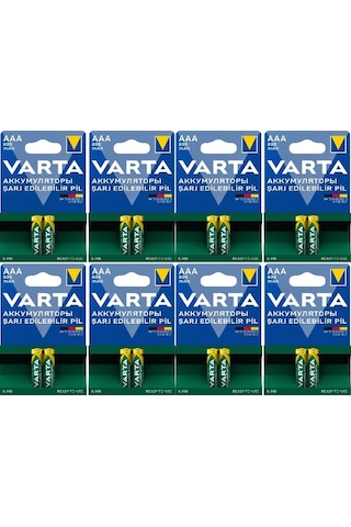 Varta 56703 800 mAh Blister AAA Ni-MH Şarj Edilebilir İnce Kalem Pil 2 x 8'li