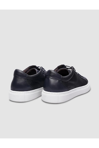 %100 Hakiki Deri Lacivert Bağcıklı Erkek Sneaker-lacivert Lacivert