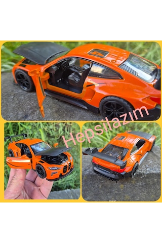 Oyuncak Spor Araba 14 Cm Metal Diecast Model Çek Bırak Açılır Kapı Bmw M4 Gt3 Competition Turuncu