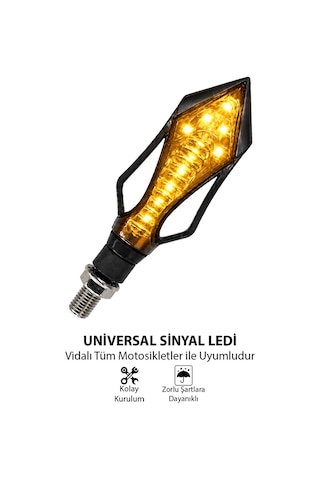 Motosiklet Led Sinyal Lambası Universal Kanat Model Sarı Amber Led Işık Kanat Tasarım Vidalı Montaj