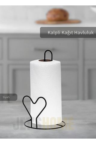 Jet's Home Kağıt Havluluk Paslanmaz Peçetelik Çelik Banyo Havluluk Düzenleyici Kalpli Siyah Siyah