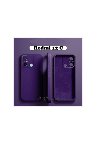 Xiaomi Redmi 12c Uyumlu Kılıf Kamera Korumalı Içi Kadife Süet Yumuşak Hisli Lansman Silikon Kapak Mor