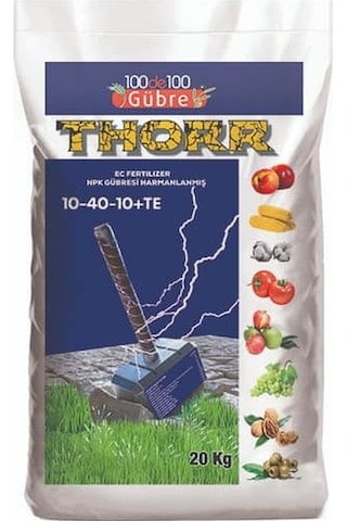 Thorr 10-40-10 Dengeli Npk Klorsuz Gübre Damlama Gübresi 20 Kg