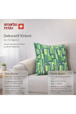 Smarto Relax Içi Dolgulu Kırlent 45x45 Cm Kare Salon & Berjer Kırlenti Çok Renkli
