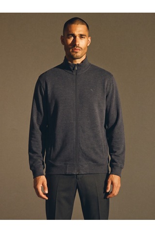 Maccali Erkek Gri Büyük Beden Pamuklu Fermuarlı Sweatshirt