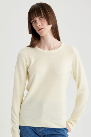 DeFacto Regular Fit Bisiklet Yaka Yumuşak Dokulu Basic Düz Triko Kazak F7091AZ23WNYL496 Sarı