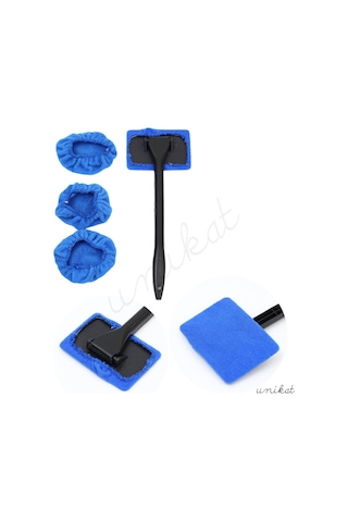 Mikrofiber Bez Cam Temizleme Aparatı 3 Adet Yedek Başlıklı 1 Adet