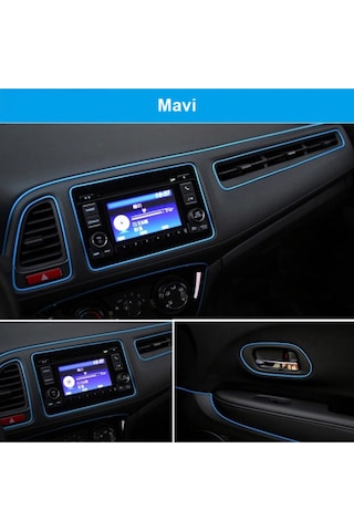 Mavi Trim Fitil Araç Içi Torpido Fitil Yeni Nesil Nikelaj Ip Şerit 5M