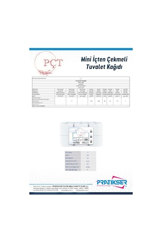 Pçt Mini İçten Çekmeli Tuvalet Kağıdı 4 KG 12 Rulo