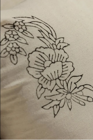 Doğal Pamuk Keten Kırlent Kılıfı 2 Adet, 45x45 Cm El Baskılı Şı