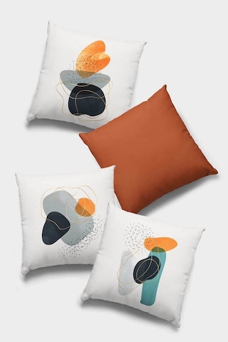 Turuncu Modern Çift Taraflı 4'lü Set Kırlent Kılıfı 4kr054n11