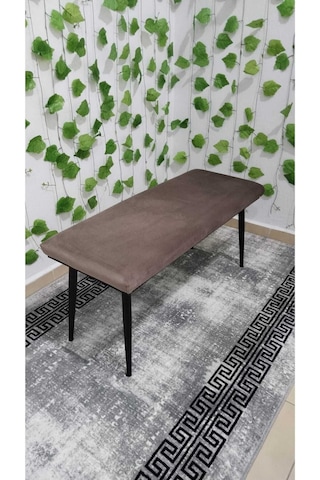 Özcan Metal Siyah Metal Ayaklı Metal Kasalı Bench Mutfak Salon Antre Yatak Odası Balkon Puf Bank Kahverengi