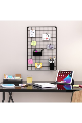 Metal Duvar Panosu Tel Pano Full Aksesuarlı 40x60 Siyah 40 x 60 CM