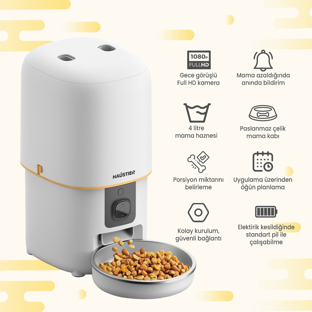 Haustier Pf05 Beyaz Kameralı 1080p Fhd Gece Görüş Akıllı Otomatik