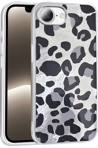 Apple Uyumlu iPhone 17e Kılıf Desenli Zore Mep Kapak - Gri Leopar