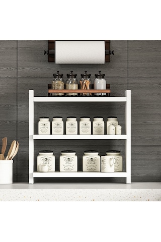 Zen Tezgah Üstü Raf - Beyaz Beyaz