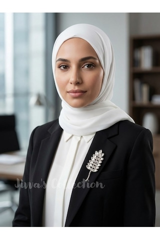 El Yapımı Parlayan Buğday Kristal Zarafet Broşu. Özel Tasarım Beyaz
