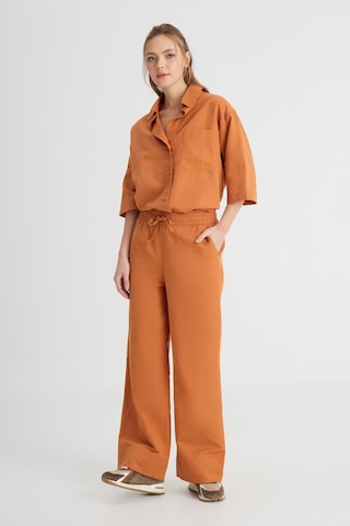 Wrangler Loose Fit Rahat Kesim Normal Bel Geniş Paça Kahverengi Pantolon W241596220 Kahverengi