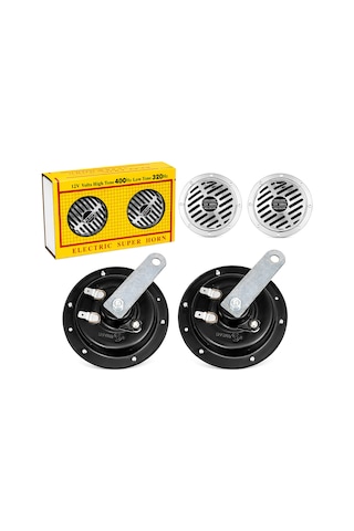 Mega Oto Market Universal 12v Süper Tone Hella Tip Korna Seti 430hz / 320hz Çiftli Krom Oto Kornası Güçlü Ses