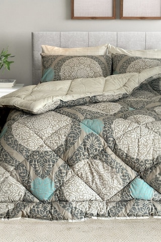 Alla Turca 4 Yastık Kılıflı Çift Taraflı Desenli Uyku Seti-azure Bej