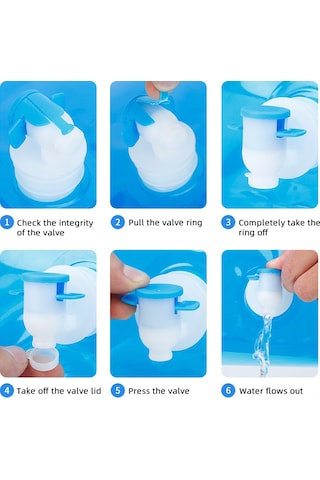 Geeksen 10l Mavi Çevre Dostu Katlanabilir Su Depolama Çanta, Yemek Dereceli Malzeme, Valfli,野营 Ve Araç İçin Taşınabilir Su Kutusu Mavi