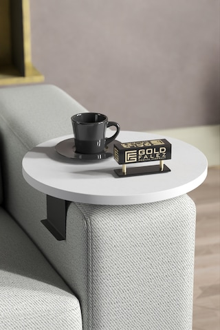 Goldfalez Ayarlanabilir Tepsi Dekoratif Modern Tepsi Yan Sehpa Beyaz