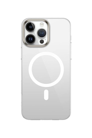 Apple İle Uyumlu İphone 16 Pro Max Kılıf M-safe Şarj Özellikli Şeffaf Cam Arka Yüzey Zore G-glass Kapak Şeffaf Genel