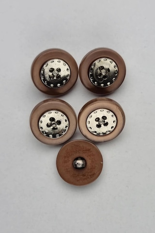 Küçük Ortası Metal Akrilik Açık Kahve Kaban Çeket Hırka Yelek Düğmesi 5 Adet