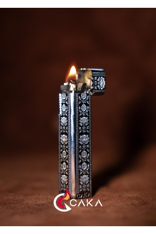 Caka Lighter Petra Flora Silver Benzinli Çakmak - Ckl-065