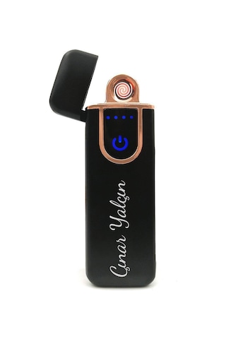 Kişiye Özel Dokunmatik Siyah USB Çakmak & Roller Kalem & Siyah Defter & Siyah Kupa Premium Hediye Seti